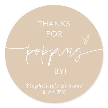 Boho Popcorn Favors, Thanks for Popping By Favor Classic Round Sticker