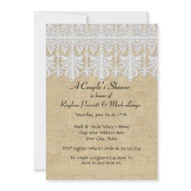 BOHO Printed Burlap n Lace gypsy Modern Mod Style Invitations