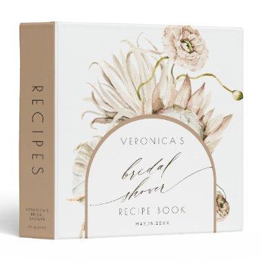 Boho Protea Pampas Grass  Recipe Book 3 Ring Binder