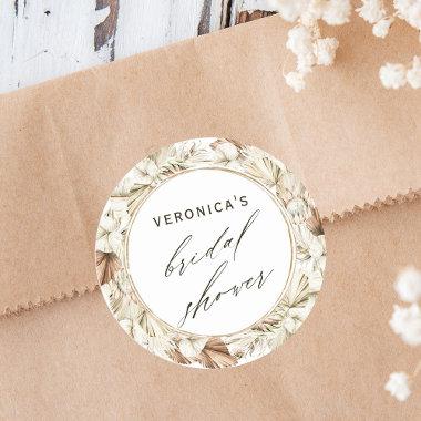 Boho Protea Pampas Grass Floral  Classic Round Sticker
