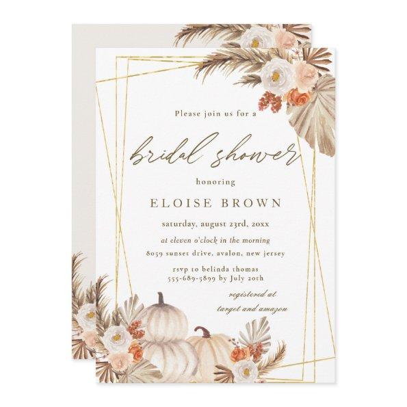 Boho Pumpkin Pampas Grass Geometric