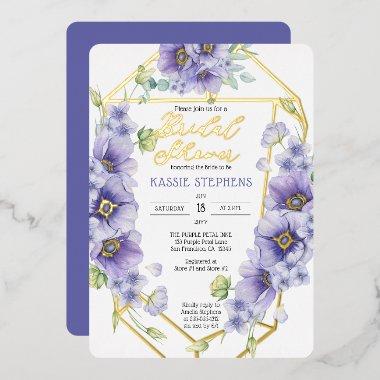 Boho Purple Violets Geometric  - Gold Foil