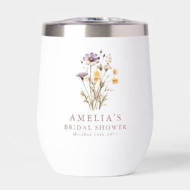 Boho Purple Wildflowers  Custom Thermal Wine Tumbler