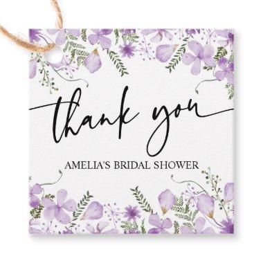 Boho Purple Wildflowers Bridal Shower Favor Tags