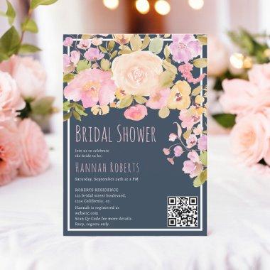 Boho QR Pastel Pink peach Floral