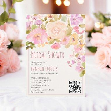 Boho QR Pastel Pink peach Floral