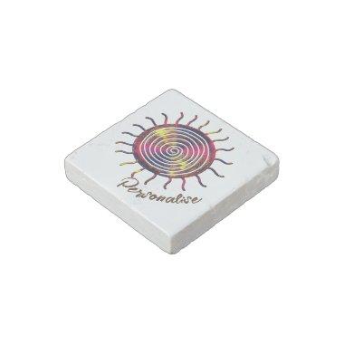 Boho Rainbow Ancient Spiral Sun White Amulet Stone Magnet