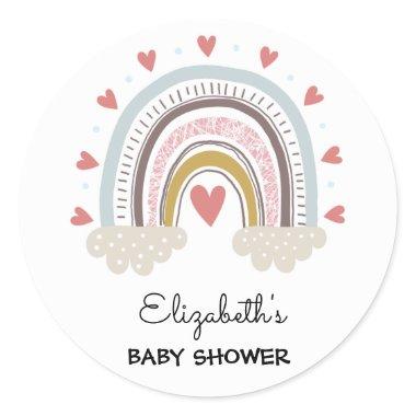 Boho Rainbow Customized Baby Shower Stickers