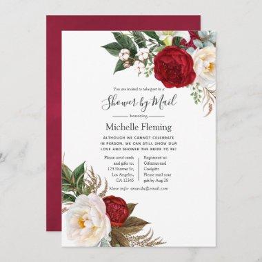 Boho Red and White Baby or Bridal Shower by Mail Invitations