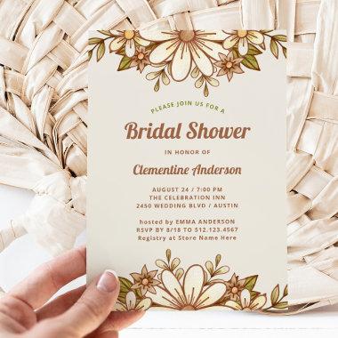 Boho Retro Flowers | Bridal Shower Invitations