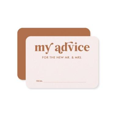 Boho Retro Orange Terracotta Wedding Advice Card