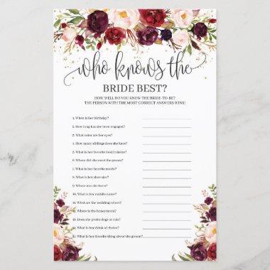 Boho romantic who knows the bride best game