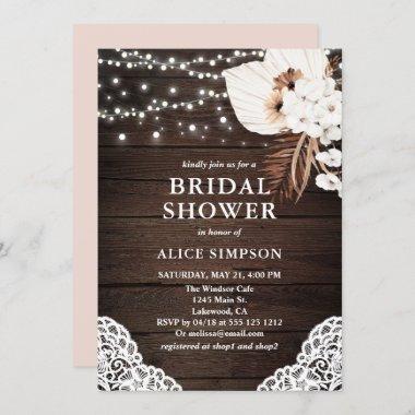 Boho Rustic Beige Floral Bridal Shower Invitations
