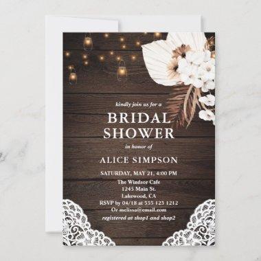 Boho Rustic Beige Floral Bridal Shower Invitations