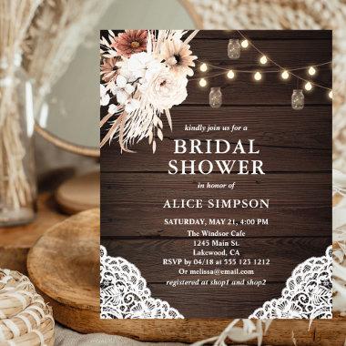 Boho Rustic Beige Flowers Bridal Shower Flyer