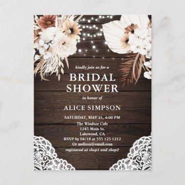 Boho Rustic Beige Flowers Budget Bridal Shower Invitation PostInvitations