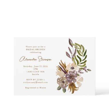 Boho Rustic Dusty Nature Botanical Bridal Brunch Invitations