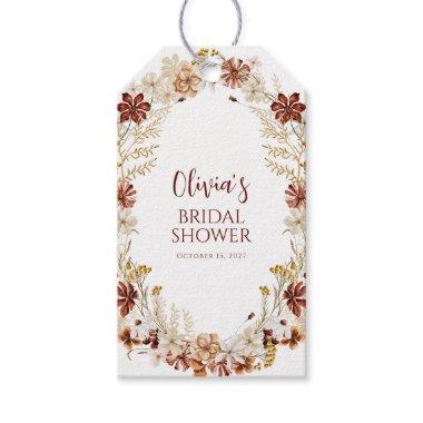 Boho Rustic Floral Burgundy Bridal Shower Custom Gift Tags