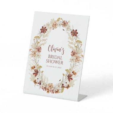 Boho Rustic Floral Burgundy  Custom Pedestal Sign