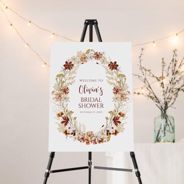 Boho Rustic Floral Burgundy  Welcome Foam Board