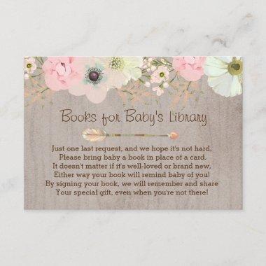 Boho Rustic Floral Feather Baby's Library Insert