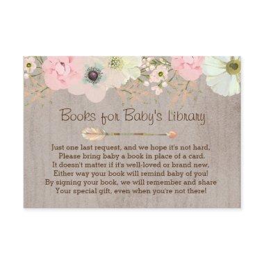 Boho Rustic Floral Feather Baby's Library Insert