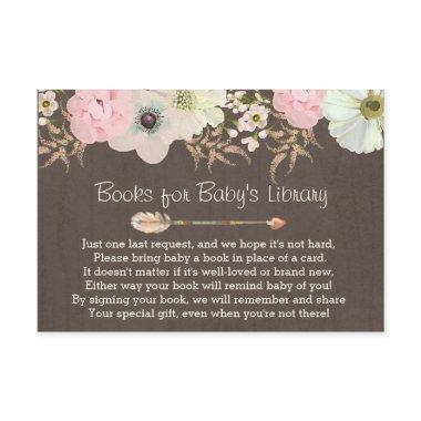 Boho Rustic Floral Feather Baby's Library Insert 2