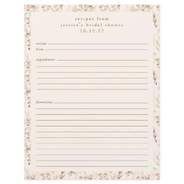 Boho Rustic Meadow Floral Personalized Recipe Page