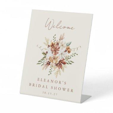 Boho Rustic Meadow Flowers Bridal Shower Welcome Pedestal Sign