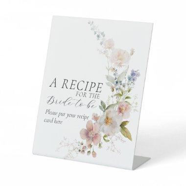 Boho Rustic Meadow Wildflower Bridal Shower Recipe Pedestal Sign