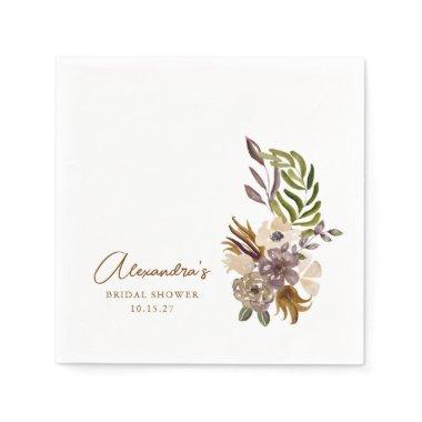 Boho Rustic Nature Botanical Custom Bridal Shower Napkins