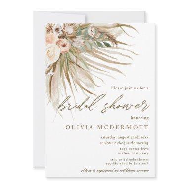 Boho Rustic Pampas Grass Floral Bridal Shower Invi Invitations