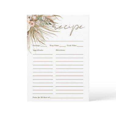 Boho Rustic Pampas Grass Floral Bring Recipe Invitations