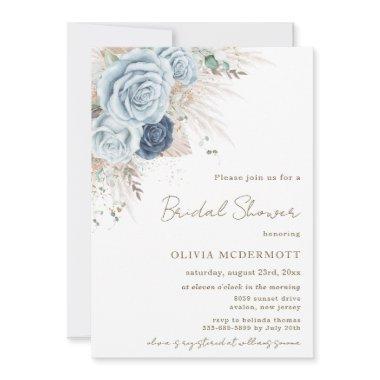 Boho Rustic Pampas Soft Blue Floral