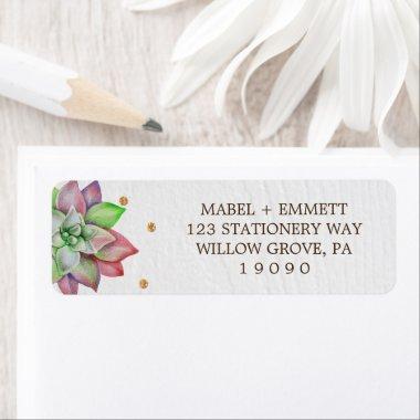Boho Rustic Pink and Mint Floral Succulent Wedding Label