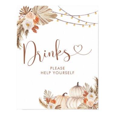 Boho Rustic Pumpkin Fall in Love Drinks Sign