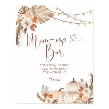 Boho Rustic Pumpkin Fall in Love Mom-osa Bar Poster