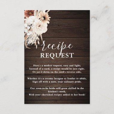 Boho Rustic Recipe Request Bridal Shower Enclosure Invitations