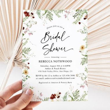 Boho Rustic Wildflower Bridal Shower Invitations