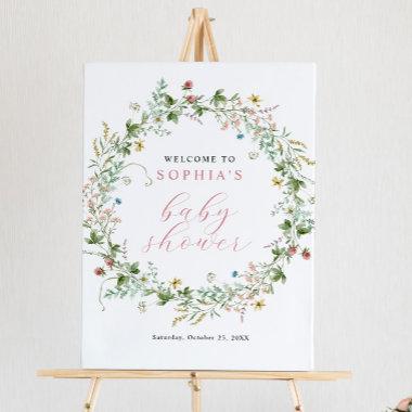 Boho Rustic Wildflowers Baby Shower Welcome Sign