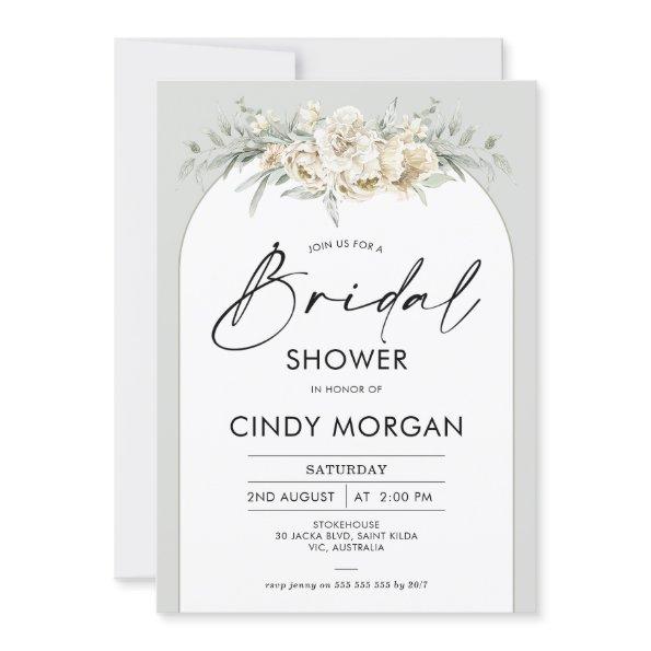 Boho Sage Floral Arch Bridal Shower Invitations