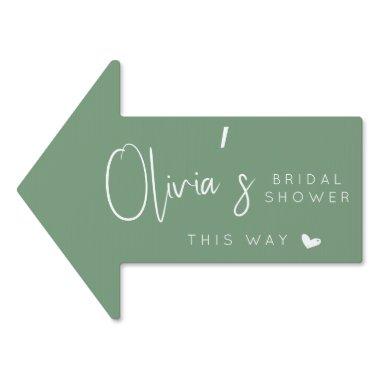 Boho sage green  this way arrow sign