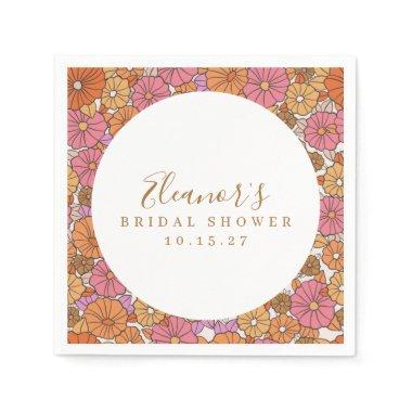 Boho Script Ochre Pink Floral  Custom Napkins