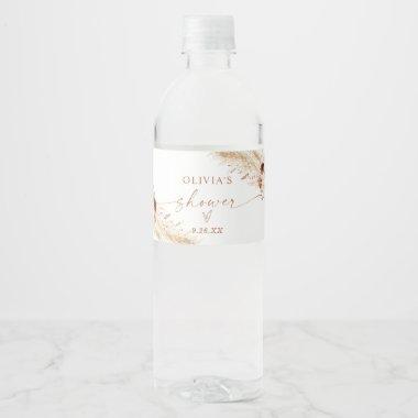 Boho Shower Water Bottle Label | Pampas Grass
