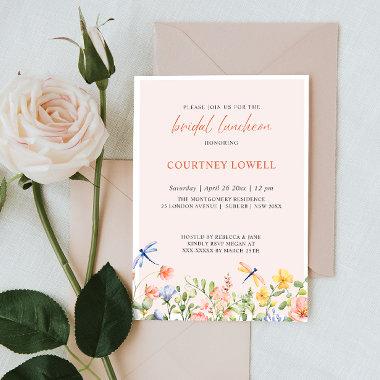 Boho Soft Flowers and Dragonflies Bridal Luncheon Invitations