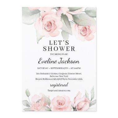 Boho soft pink floral and greenery bridal shower Invitations