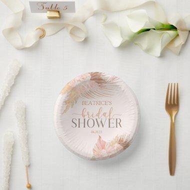 Boho Soft Pink Floral Flowers Bridal Shower Paper Bowls