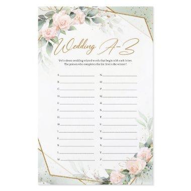 Boho soft pink roses greenery gold Wedding A-Z