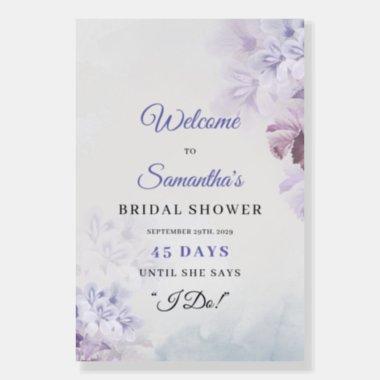 Boho spring flowers lilac bridal shower count down foam board