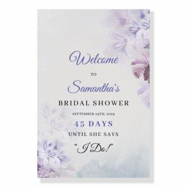 Boho spring flowers lilac bridal shower count down foam board